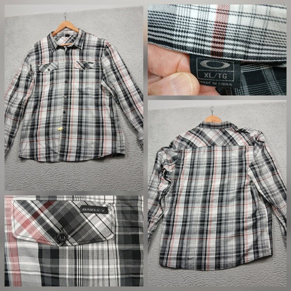 Oakley Other - Oakley Plaid Button‎ Up Shirt Men's XL Black Gray Red Long Sleeve Casual Western